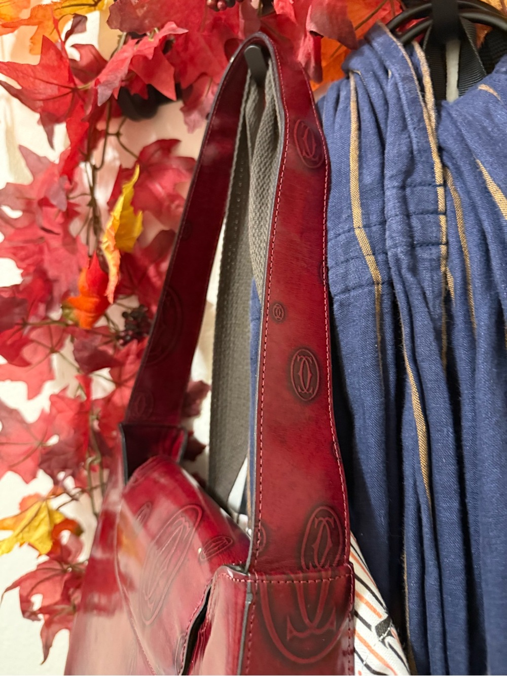 Cartier Deep Red Leather Shoulder Bag - Picture 7 of 14